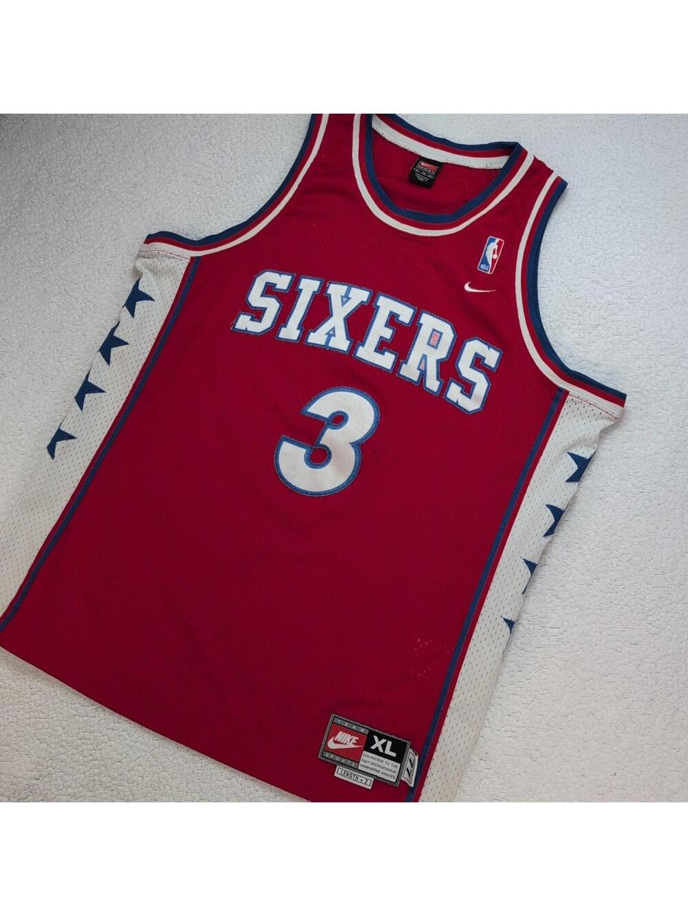 Nike 76ers Jersey Men's XL Allen Iverson #3 Vintage Team Sports Red